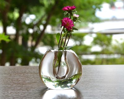 ガラス花器　Glass Art Vase(ぺタ）　 作家「 原光弘 」