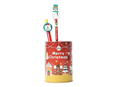 クリスマス ペン立て缶貯金箱