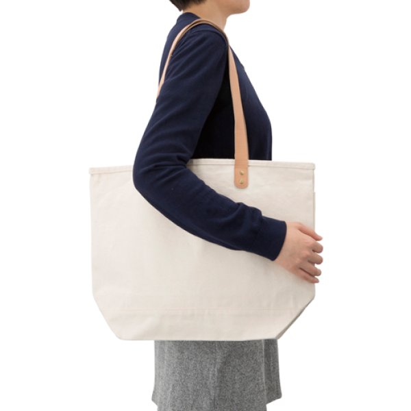 厚手キャンバスレザーハンドルトート(M) ナチュラル