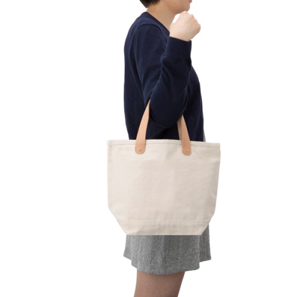 厚手キャンバスレザーハンドルトート(S) ナチュラル