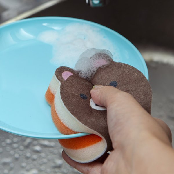 挟んで洗える!アニマルキッチンスポンジ