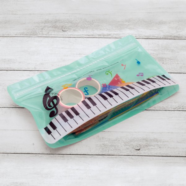 Piano line スタンドジッパーバッグ(カラフル音符)3枚入り