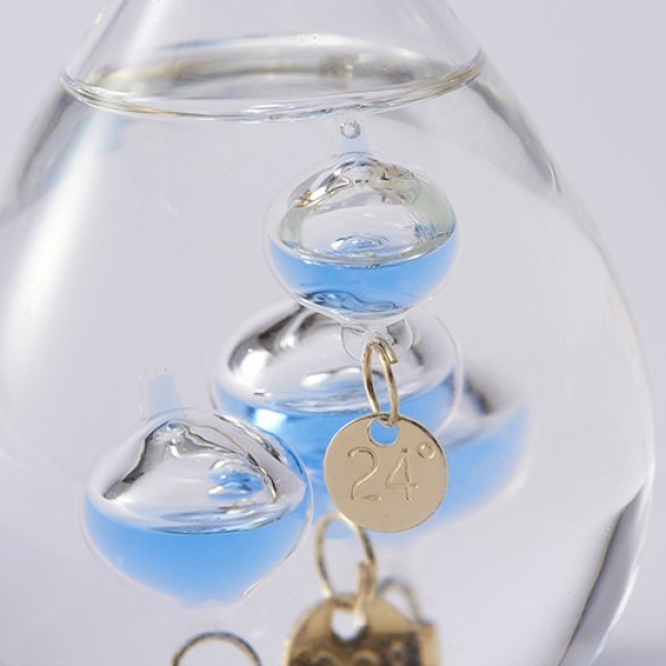 ガラスフロート温度計 しずくSS ブルー