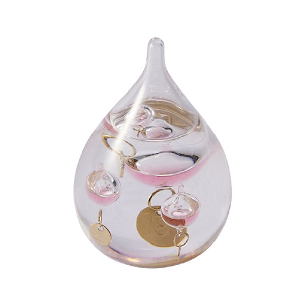 ガラスフロート温度計 しずくSS ピンク