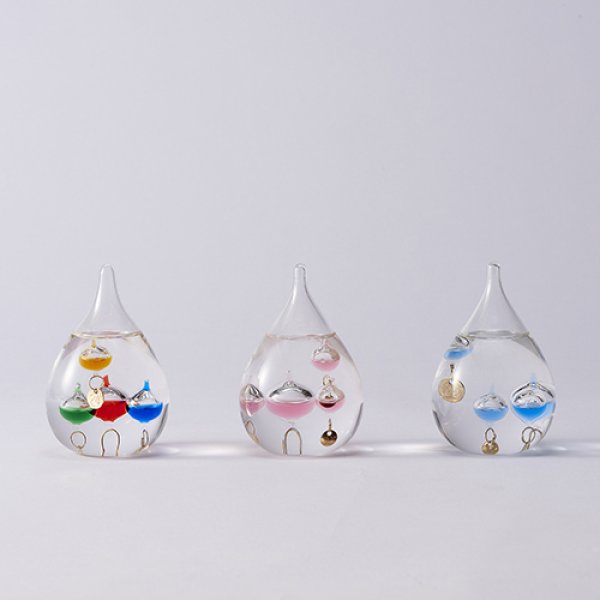 ガラスフロート温度計 しずくSS ブルー