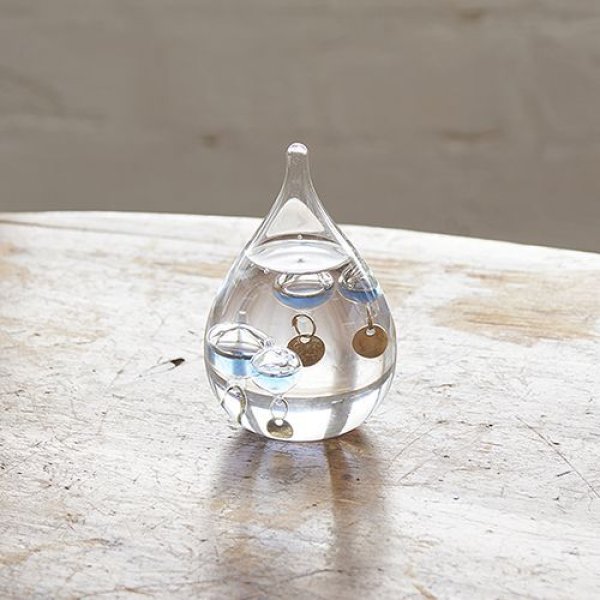 ガラスフロート温度計 しずくSS ブルー