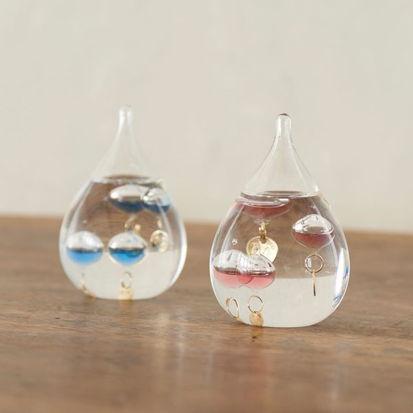 ガラスフロート温度計しずくSSブルー&ピンク セット