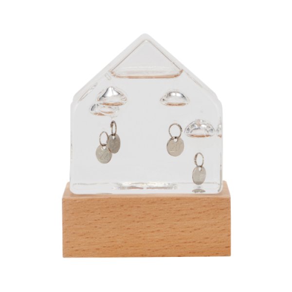 ガラスフロート温度計 ハウス 家 ガリレオ温度計 インテリア ガラス 木製 おしゃれ ナチュラル 北欧 浮き球 サイエンス 科学 ギフト プレゼント Fun Science 333-217