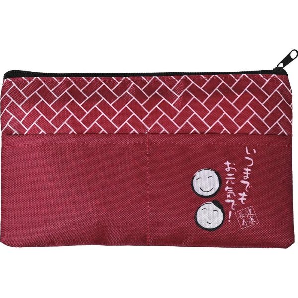 「健康長寿」ポケット付ポーチ