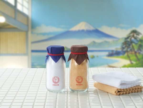 牛乳瓶入りハンカチタオル